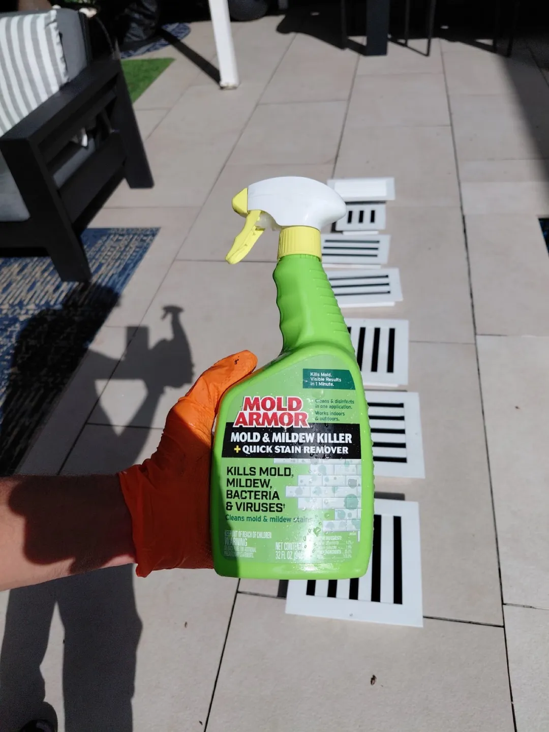 Vent covers removed and being cleaned and disinfected during an Aventura duct cleaning