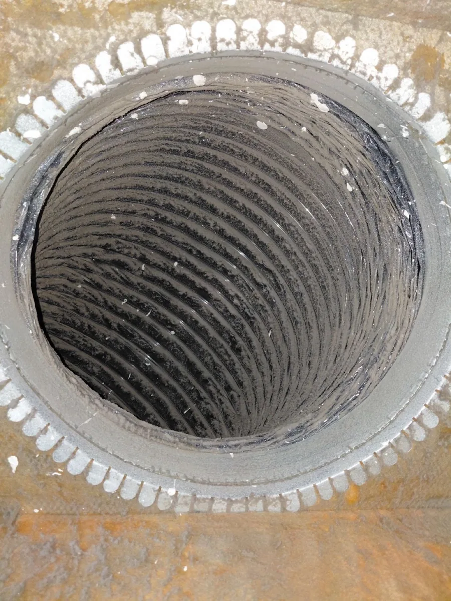 Dirty air duct interior before a real professional cleaning