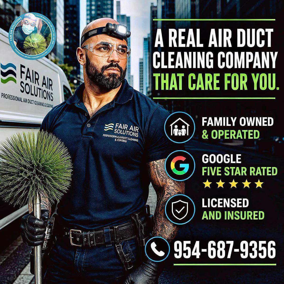Fair Air Solutions technician and air duct cleaning services