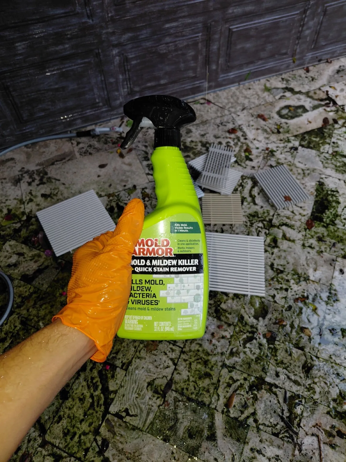 Fair Air Solutions technician applying mold treatment to air vent covers